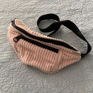 Bershka Cream Fleece Fanny Pack/Bum Bag